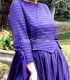Robe longue Madeleine rayée en coton épais couleur bleu foncé