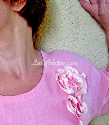 Robe Longue en lin couleur flamant rose