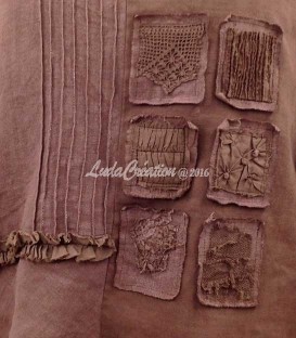 Tunique Oversize Textures de Chocolat en lin et coton vintages fait main