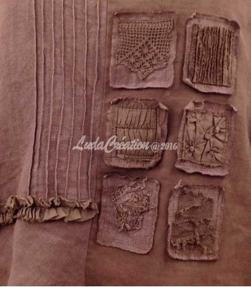 Tunique Oversize Textures de Chocolat en lin et coton vintages fait main