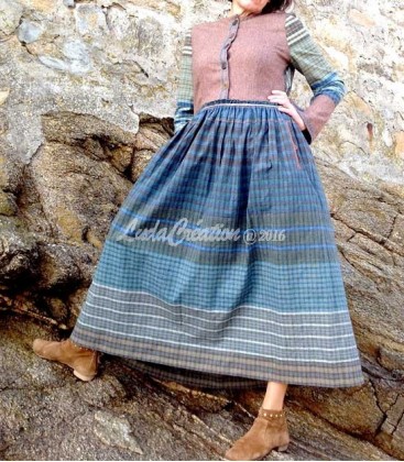 Robe longue INGRIDE en laine et coton naturels