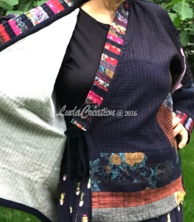 Veste kimono femme en patchwork technique