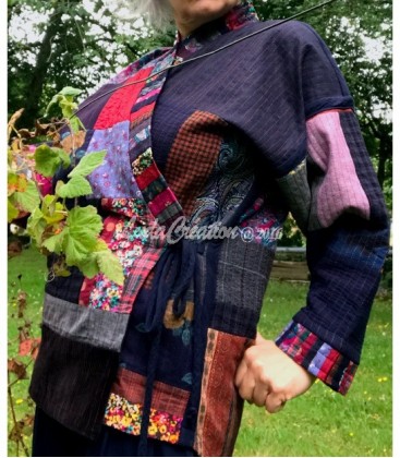 Veste kimono femme en patchwork technique
